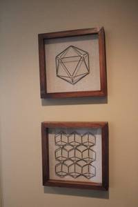 lot 39 image: Set of 2 Framed Geometric Wall Art Pieces - Custom Designs
