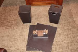 lot 42 image: Set of 3 Brown Storage Boxes with Organizer - Decorative Home Storage