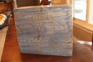 lot 47 image: Rustic Wooden Card Box with Gold Lettering