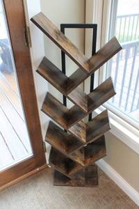 lot 52 image: Wooden Zigzag Bookcase - 46x9x15.5 Inch Display Shelf