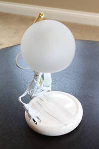 lot 54 image: Modern White Table Lamp with Glass Shade