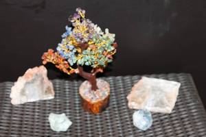 lot 62 image: Colorful Crystal Tree with Assorted Natural Stones - Decorative Art Piece
