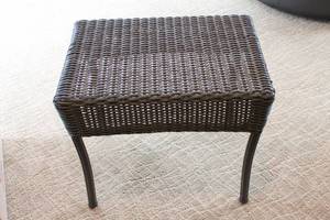 lot 64 image: Set of 2 Wicker Side Tables - Gray and Brown - IndoorOutdoor Use