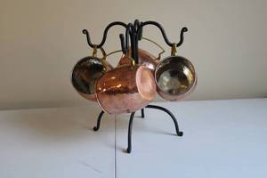 lot 75 image: Set of 4 Vintage Copper and Brass Hanging Cups