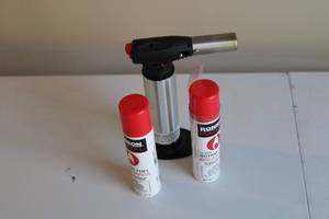 lot 76 image: RONSON Multi-Fill Butane Torch with 2 Fuel Cans