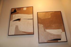 lot 96 image: Pair of Modern Abstract Artwork Paintings - Framed