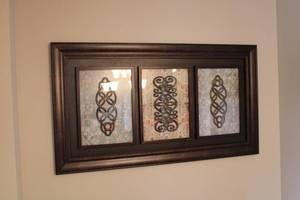 lot 102 image: Framed Wall Art - Set of 3 Decorative Panels with Intricate Design