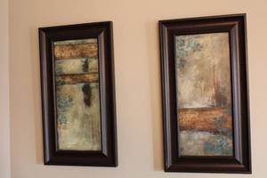 lot 109 image: Pair of Framed Abstract Art Pieces - Unique Design