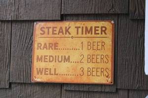 lot W-128 image: Collection of Vintage Bar and Grill Decor Signs - Steak Timer, BAR Sign, and More