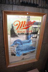 lot W-129 image: Vintage Miller High Life Wall Art - Loon Theme