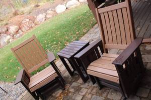 lot A-135 image: Set of 2 Outdoor Patio Rocking Chairs and Side Table