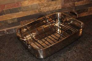 lot 214 image: Cuisinart Roasting Pan with Rack - Stainless Steel