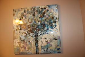 lot 220 image: Large Abstract Tree Artwork - Colorful Canvas Painting