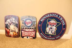 lot 223 image: Group of 3 Vintage Minnesota Twins Wall Signs - MLB Memorabilia