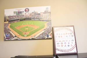 lot 224 image: Set of 2 Vintage MLB Target Field Posters & Baseball Team Logo Collage
