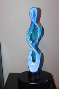 lot D-228 image: Electra Plasma Lamp with Blue and Teal Twisting Design - 15 Watts