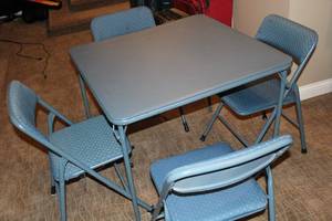 lot 274 image: Set of 4 Folding Chairs with Square Folding Table - Blue