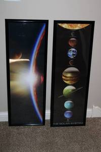 lot 278 image: Set of 2 Framed Solar System Posters with Planetary Images