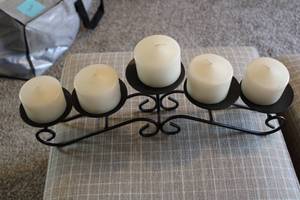 lot 288 image: Decorative Metal Candle Holder with 5 Cream Candles
