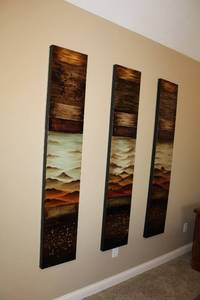 lot 293 image: Set of 3 Abstract Landscape Wall Art Panels