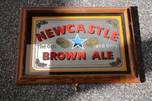 lot W-296 image: Framed Vintage Newcastle Brown Ale Advertising Sign