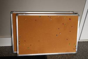 lot 302 image: Set of 2 Cork Bulletin Boards with Aluminum Frame