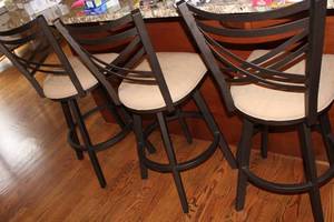 lot A-329 image: Set of 3 Modern Swivel Bar Stools with Cushioned Seats