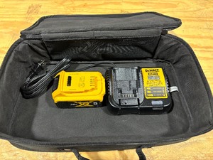 lot 62 image: DeWalt 20V Battery, Charger, and Bag