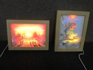 lot 60 image: 2- Lit Wall Dcor Pictures with US...