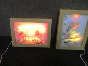 lot 63 image: 2- Lit Wall Dcor Pictures with US...