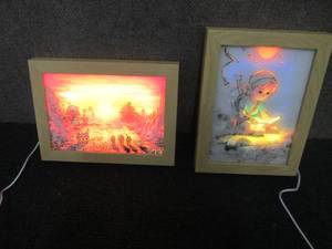 lot 66 image: 2- Lit Wall Dcor Pictures with US...