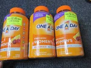 lot 106 image: 3- 170 ct One a Day Womens Gummies...