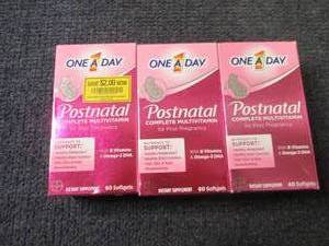 lot 124 image: 3- 60 ct Post Natal Vitamins...