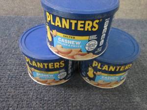 lot 196 image: 3- 8 oz Planters Cashews...