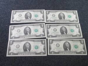 lot 441 image: 6 Sequential, Uncirculated $2 Bills...