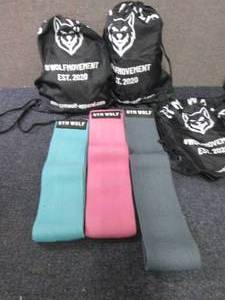 lot 466 image: 3 Sets Gym Wolf Resistance Bands...