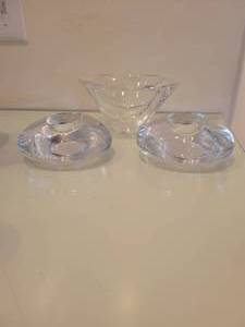 lot 15 image: Kosta Boda Candle Holders and Orrefors Bowl. Crystal.