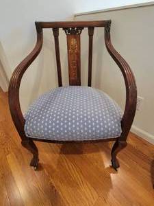 lot 25 image: An Antique Inlaid Mahogany Armchair.