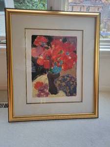 lot 33 image: Roy Fairchild Serigraph.  Fan and Flowers.  335 of 350. Limited Edition.