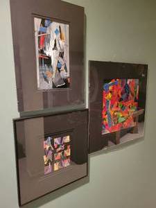 lot 81 image: 3 Abstract Mixed Media Collage Artworks. Betty A. Wiens.