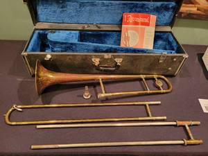 lot 82 image: Brass Oxford Trombone. Made In England.