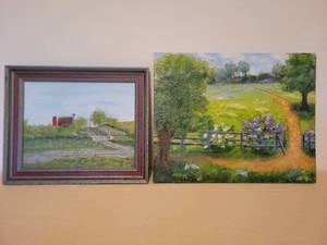 lot 94 image: 2 Oil Paintings by Betty A. Wiens. Farm and Garden.