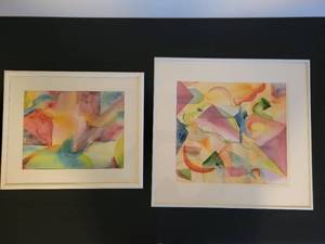lot 95 image: 2 Abstract Watercolor Paintings.