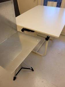 lot 99 image: Drafting  Artists Table and Tripod Table with backrest.