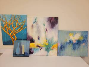 lot 100 image: 4 Oil Paintings, 3 oils on canvas and 1 oil on board.