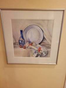 lot 123 image: A Juried Exhibition Watercolor Painting by Betty A. Wiens. Still Life with Blue Bottle.