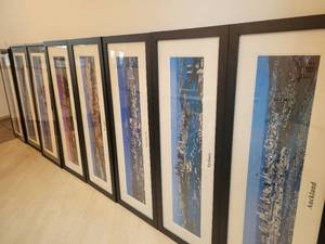 lot 21 image: 8 Large Framed Cityscapes PhotosPrints  Austin TX, Salt Lake City, Auckland NZ, Prague  & Sydney Australia.