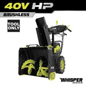 lot 4 image: RYOBI 40V HP Brushless Whisper Series 22 2-Stage Cordless Electric Self-Propelled Snow Blower - (2) 8 Ah Batteries & Charger Customer Returns See Pictures