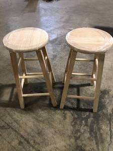 lot 8 image: Lot of  International Concepts 24 in. Unfinished Wood Counter Stool  Customer Returns See Pictures