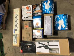 lot 29 image: Lot of Assorted Ceiling Fan Lighting Various Models and Conditions  Customer Returns See Pictures